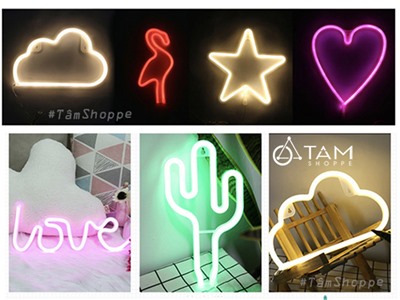 Đèn ngủ Led sợi Neon treo tường dùng Pin nhiều kiểu L-ĐTT-01